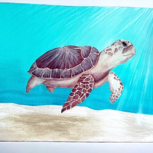 Sea Turtle, Coastal Art, Hand painted, Acrylic painting, Tropical