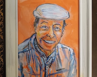 EastEnders: "Arthur's Smile". Arthur Fowler Acrylic painting on canvas board. Novelty painting.
