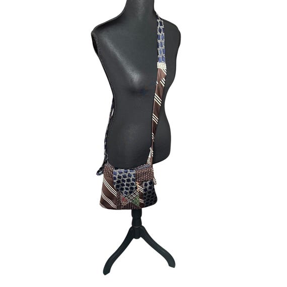 Unique Patchwork Tie Shoulder Bag Boho Upcycled D… - image 1
