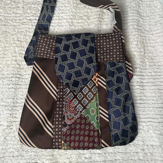 Unique Patchwork Tie Shoulder Bag Boho Upcycled D… - image 2