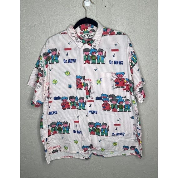 Vintage  International News shirt cotton size L 1980s urban streetwear Dr News