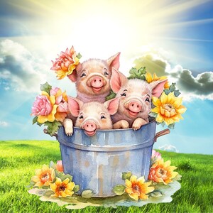 Pig Sublimation, Farm Animals, Pig PNG, Sublimation Design