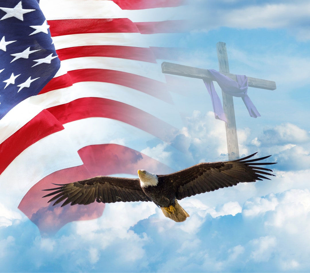 American Flag Eagle Cross Sublimation Design (PNG) - Etsy, image size:1080x952