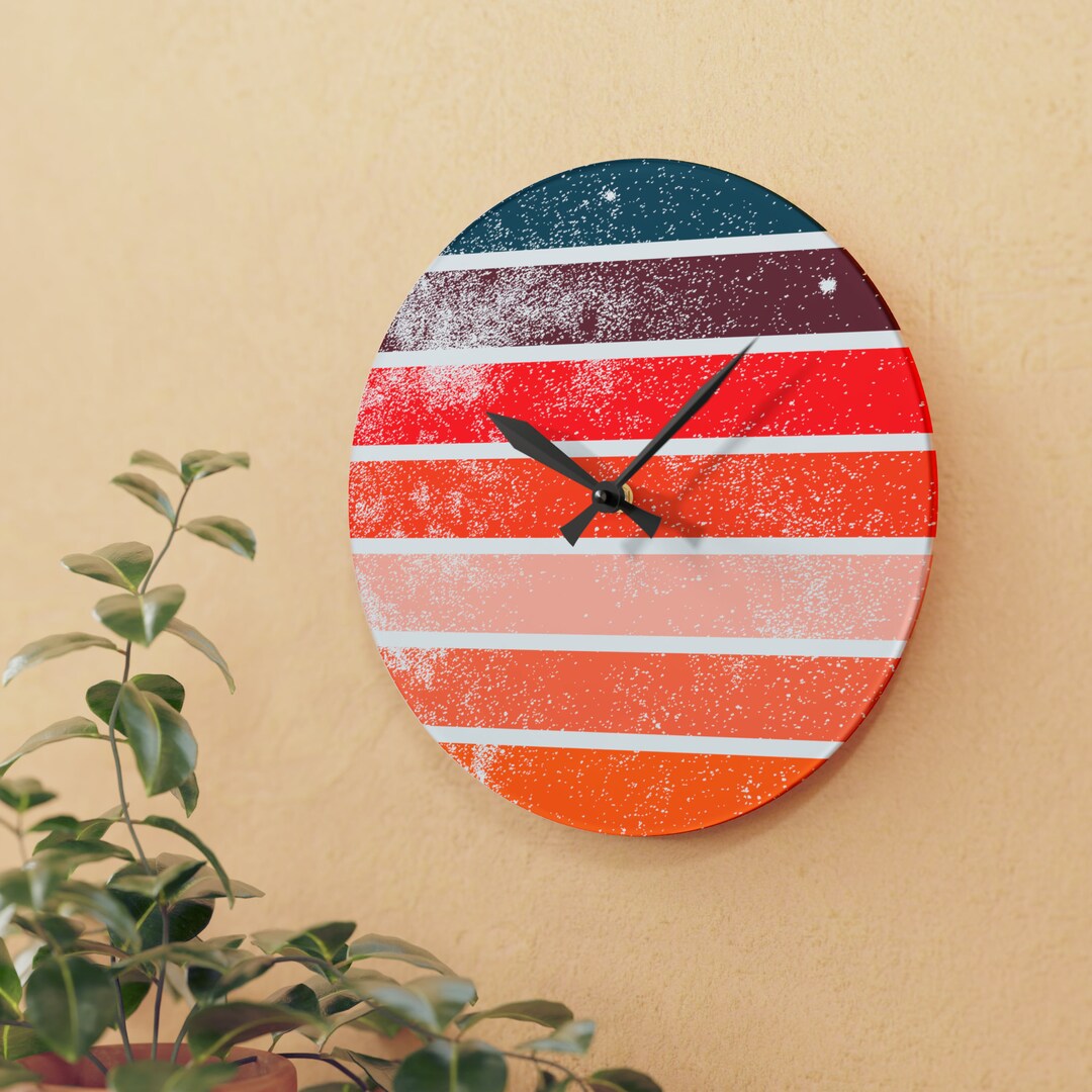 Retro Wall Clock 70s Wall Clock Acrylic Wall Clock Etsy