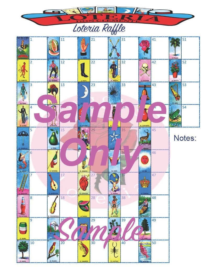 Loteria Raffle Digital Sheet Print &amp; Use - Etsy