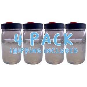 Liquid Culture Jars | Sterile | LME + Peptones | Magnetic Stir Bar & Leak-Proof Lids | Premium Set of 4