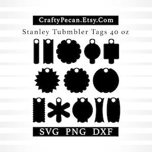 Tumbler Tag Svg Files, Stanley 40oz tumbler lid name tag templates for Laser Cutting Engraving, Printing PNG Files, Digital Download