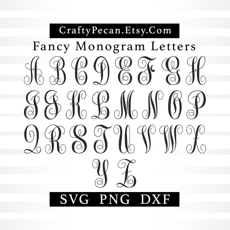 Fancy Vine Monogram Font Svg Png Swirly Alphabet Letters, Cricut Font Svg, Wedding Monogram Font
