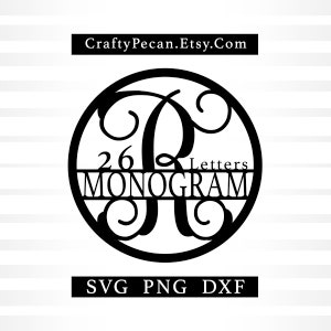 Kreis-Monogramm Split-Monogramm Svg, Namensschild Alphabet Svg, Png, Split Buchstabe Svg, Holz Metall rundes Schild Monogramm Design, Plasmenschnitt-Dateien