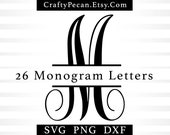 Vine Split Monogram Font: SVG, PNG, DXF Cut Files