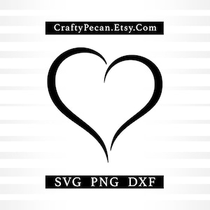 Open hart Svg Png Dxf-bestanden direct digitale download