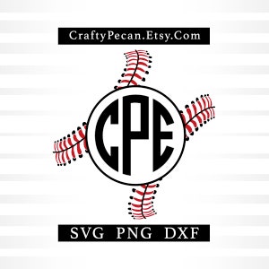 Moldura de monograma de pontos de beisebol Svg, Monograma de círculo Svg, Arquivos Svg de pontos de bola de beisebol desenhados à mão para Cricut Maker, Impressão de camisas png