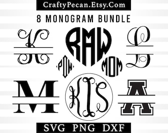 Monogram Fonts SVG Bundle: 8 Cricut & Laser Cut Fonts (Digital Download)