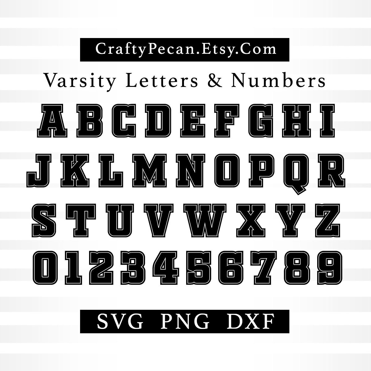 College Varsity Font Svg Letters and Numbers, College Svg, Varsity Svg ...
