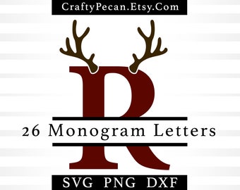 Christmas Reindeer Alphabet: Split Monogram SVG Font (Digital Download)