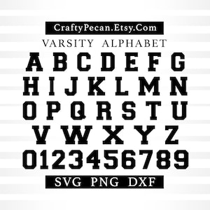 Varsity Font Svg, Varsity Alphabet, Sports Font, School Font, Sports Letters Svg, Laser Cut Files, Printable Png Letters, Digital Download