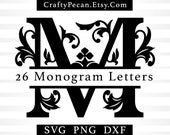 Split Regal Monogram Letters SVG: Family Name Font (Digital Files)