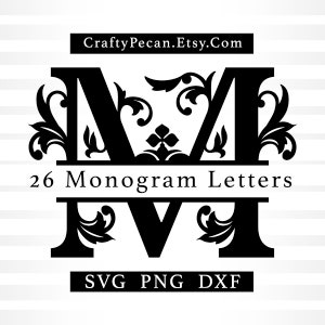 Split Regal Monogramm svg Alphabet Buchstaben, Cricut Schrift Art svg, Familienname Monogramm, geteilte Buchstaben svg, Dxf, druckbare Monogramm Png-Dateien