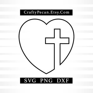 Heart Cross Svg, Cross hart svg, doopsel kruis svg, christelijke shirts ontwerpen svg, kerk Svg, afdrukbare hart png, dxf-bestanden knippen
