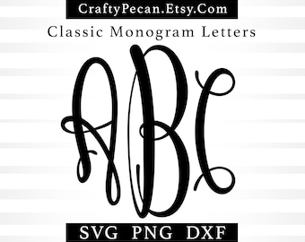 Klassiek monogram SVG-lettertype: Cricut & Glowforge Cut-bestanden