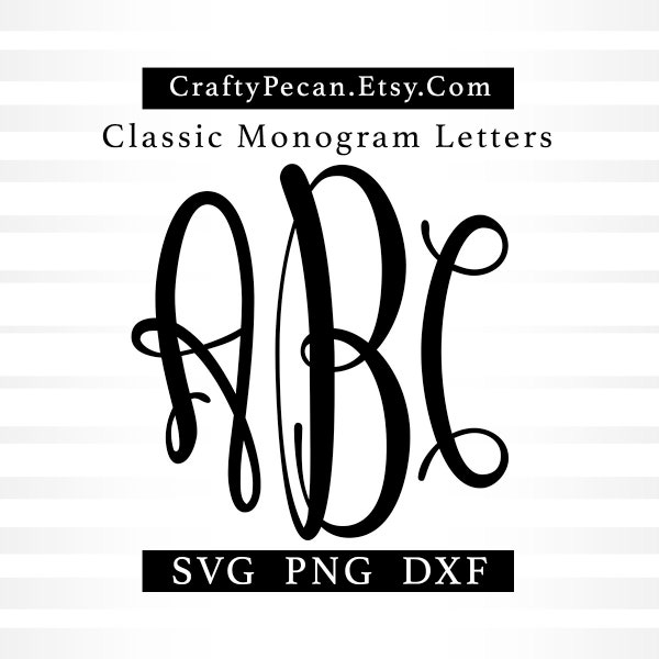 Classic Monogram Svg Font Letters, 3 Letter Monogram Cricut Font Svg, Monogram Png, Dxf Cut files, Circle Monogram engraving font