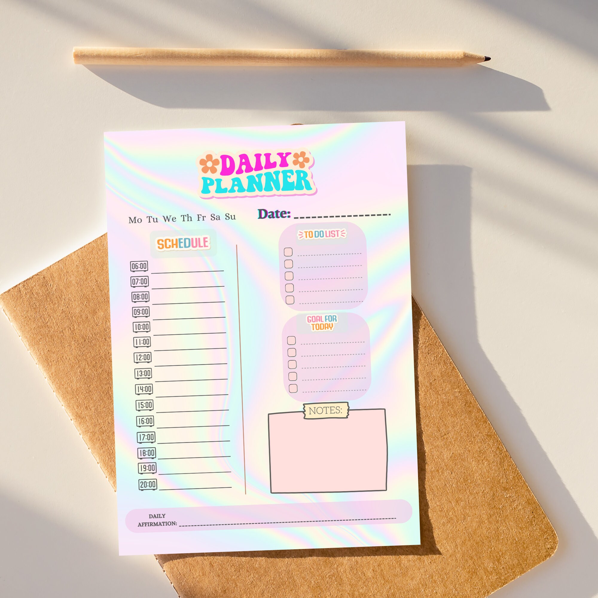Pastel Daily-planner Page - Printable Daily Planner Insert for ...