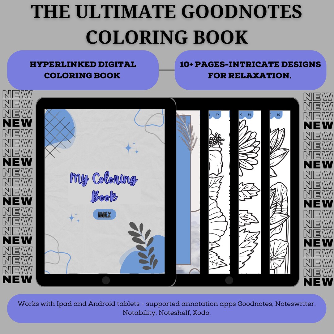 My Digital Coloring Book L Goodnotes Coloring Book L Printable/digital, Floral Coloring Pages ...
