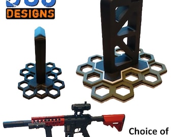 Display Stand for M4 style Airsoft Rifle. Custom Colours Available.