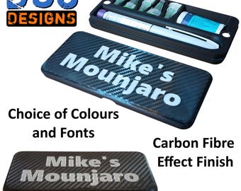 Personalised Slimline KwikPen Mounjaro Pen Case Storage Box – Lantus Case Novarapid Box Ozempic Holder. Carbon Fibre Effect.