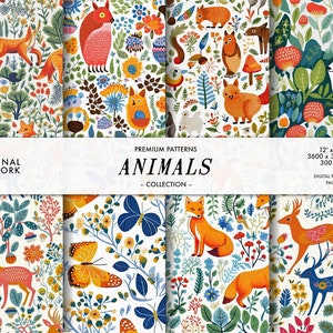 Wild Wonders: Digital Animal Pattern Pack - High-Quality Seamless Designs
