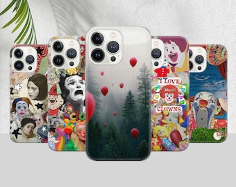 Creepy Ugly Clown Phone Case Scary Clowns Cover pour iPhone 15 Pro Max, 14, 12, Xs, 13, 11 Pro Xr, Samsung S22, S10, S20 A33, Pixel 7 Pro, 7A