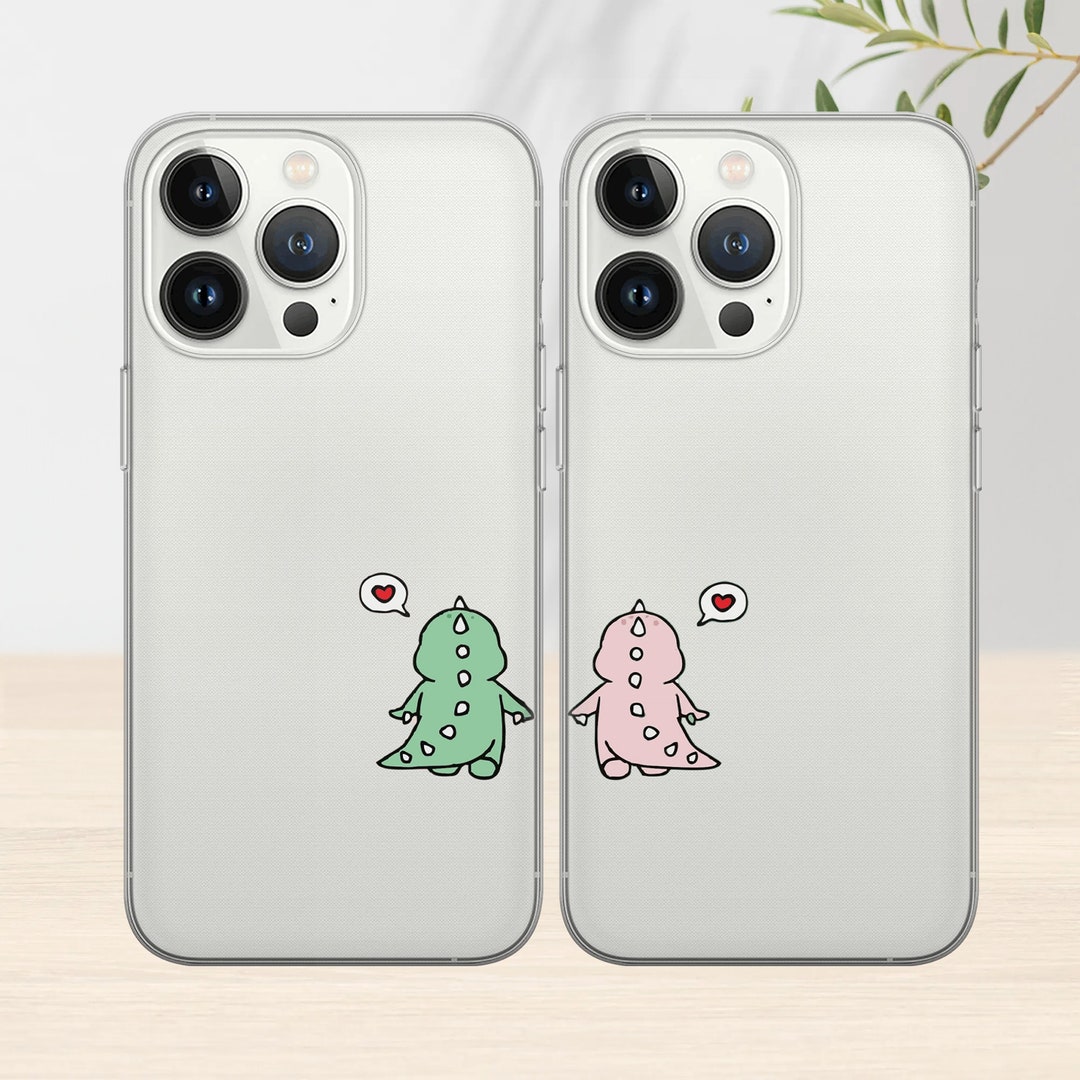 Transparent Cute Dinosaur Couple Phone Case Matching Phone Cover Couple