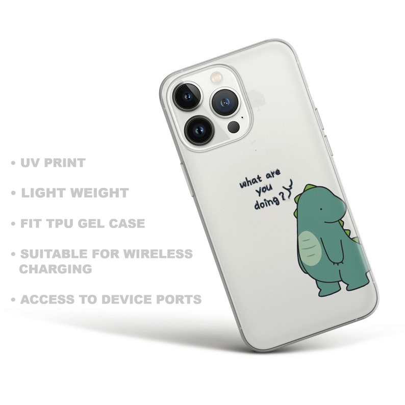 Transparent Cute Dinosaur Couple Phone Case, Matching Phone Cover Couple Phone Case for iPhone 15 Pro Max Phone Case for 14, 12, 13, 11, Xs image 6