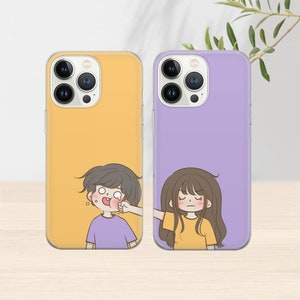 Custodia per telefono abbinata con coppia di San Valentino carina Custodia per telefono abbinata Custodia per telefono per coppia per iPhone 15 Pro Max Custodia per telefono per 14, 12, 13, 11, Xs Max