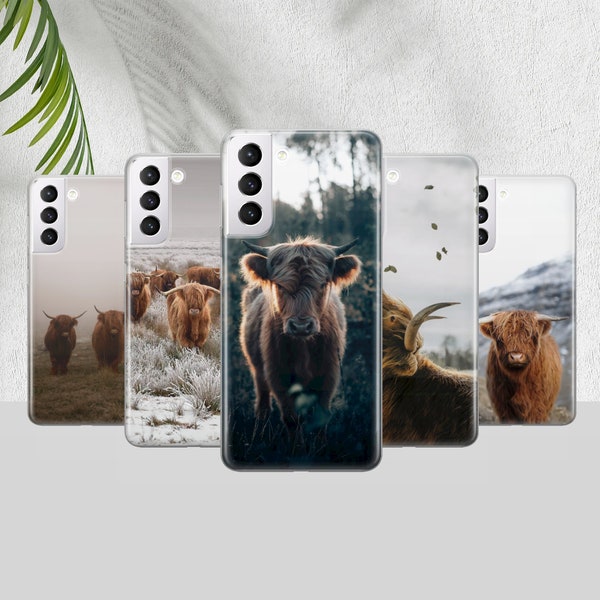Scottish Cow Phone Case Highland Cattle Cover for Samsung Galaxy S23 Ultra case, S23, S22, S21, S10, S20, A13, A54, A14, A21s, M51, A33, A12