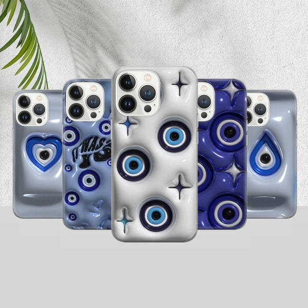 Greek Evil Eye Phone Case Evil Eyes Cover for iPhone 15 Pro Max, 14, 12, Xs, 13, 11 Pro, Xr, Samsung S22, S10, S20, A14, Pixel 7 Pro, 7A