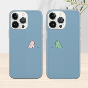 Cute Dinosaur Couple Matching Phone Case Matching Phone Cover Couple Phone Case for iPhone 15 Pro Max Phone Case for 14, 12, 13, 11, Pixel 8