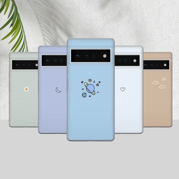 Étui de téléphone couleurs minimales Couverture de lune minimaliste pour étui de téléphone Google Pixel 8 Pro, Pixel 7, étui Pixel 7a, Pixel 6a, Pixel 6 Pro, Pixel XL