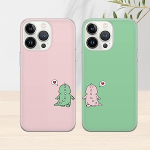 Coque de téléphone assortie pour couple mignon dinosaure