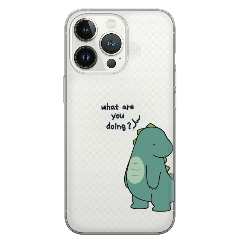 Transparent Cute Dinosaur Couple Phone Case, Matching Phone Cover Couple Phone Case for iPhone 15 Pro Max Phone Case for 14, 12, 13, 11, Xs image 8
