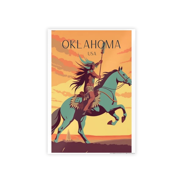 Oklahoma Travel Print - Oklahoma Poster, America Print, American Indian, Wedding Gift, Travel Gift, Graduation Gift, Birthday Gift