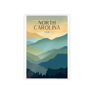 North Carolina Travel Print - North Carolina Poster, Mountains Print, Nature, Wedding Gift, Travel Gift, Graduation Gift, Birthday Gift