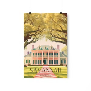 Digital Download Savannah Travel Print - Georgia Poster, Southern Print, Antebellum Print, Wedding Gift, Travel Gift, Birthday Gift