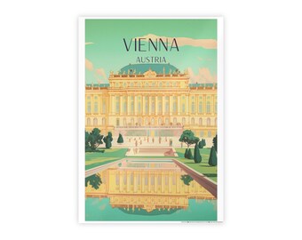 Schönbrunn Art Deco Travel Print - Vienna Poster, Austria Print, Europe Print, Wedding Gift, Travel Gift, Birthday Gift