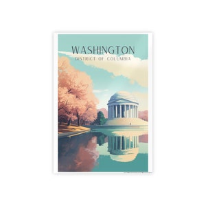 Washington Art Deco Travel Print - Washington Poster, Jefferson Memorial Print, Wedding Gift, Travel Gift, Graduation Gift, Birthday Gift