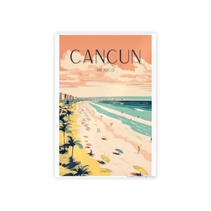 Póster de viaje de Cancún - Impresión de México, arte playero, regalo perfecto para bodas y graduaciones, decoración vintage para el hogar y la oficina.