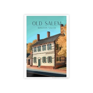 Old Salem Travel Print - Old Salem Poster, Winston Salem Print, Wall Art, Wedding Gift, Travel Gift, Graduation Gift, Birthday Gift