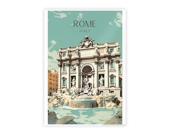 Rome Art Deco Travel Print - Rome Poster, Trevi Fountain Print, Europe Print, Wedding Gift, Travel Gift, Graduation Gift, Birthday Gift