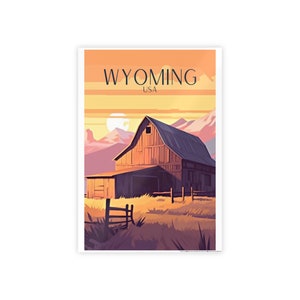 Wyoming Travel Print - Wyoming Poster, America Print, Wedding Gift, Travel Gift, Graduation Gift, Birthday Gift
