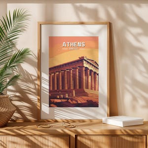 Acropolis Travel Poster, Athens Greece Wall Art, Greek Art, Vertical Print, Home Decor, Office Decoration, Dorm Room Poster, Gift Idea